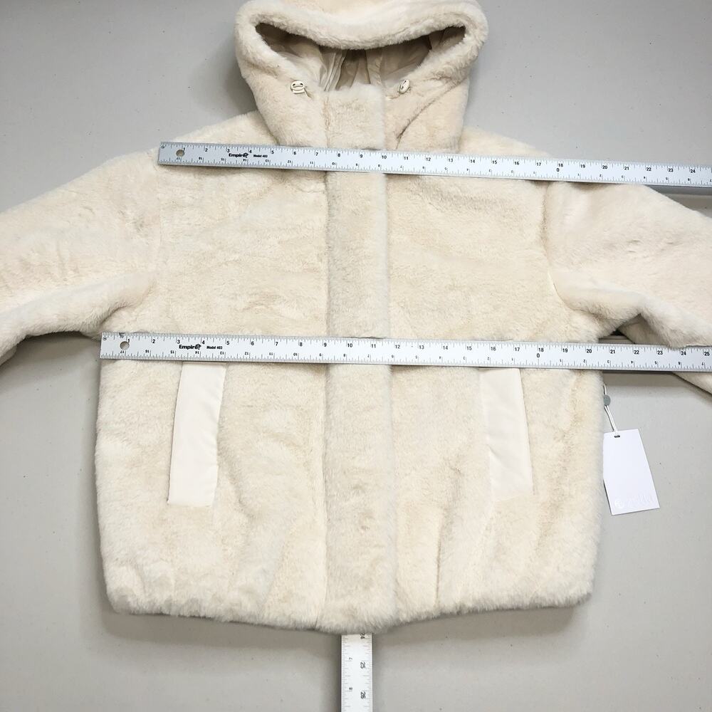 Zella Faux Fur Hooded Jacket Beige Seashore Size XS Zip Up MSRP 129$ - Picture 3 of 9